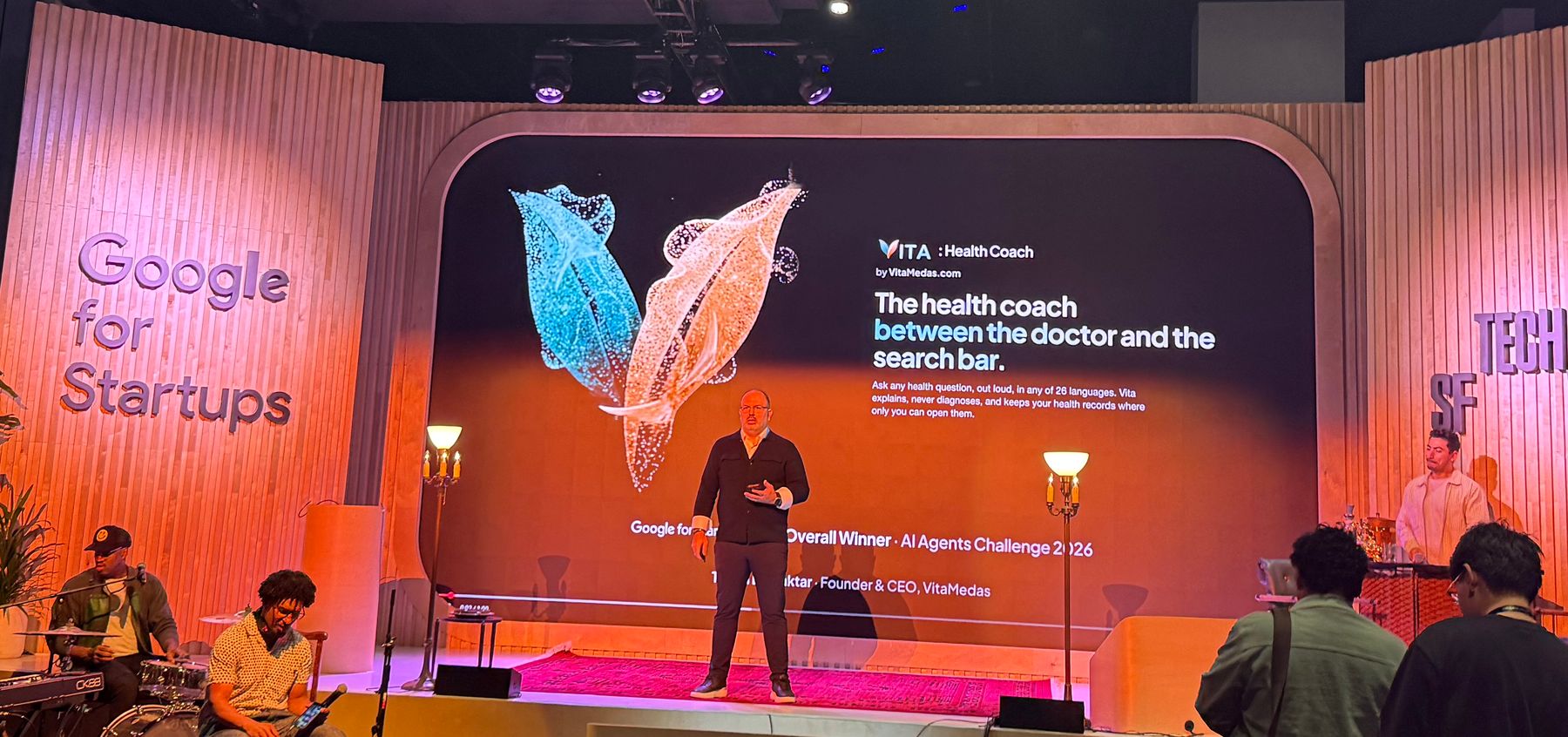 Presenting Vita, the health coach between the doctor and the search bar, on the Google for Startups stage
